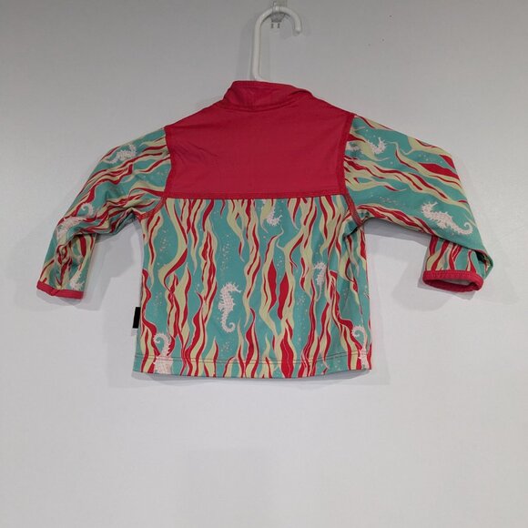 Patagonia Patterned Zip Up Rashguard Top Pink Turquoise Size 3T - Picture 4 of 4